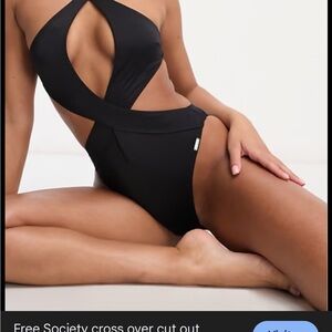 Fashion Nova Black Cut-Out One-Piece Swimsuit -